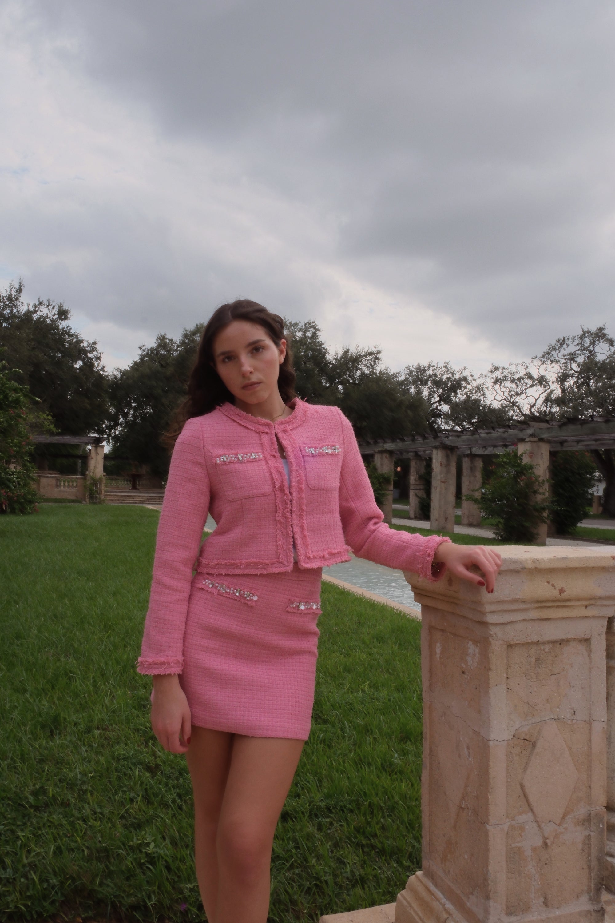 Fitzgerald tweed set in power pink