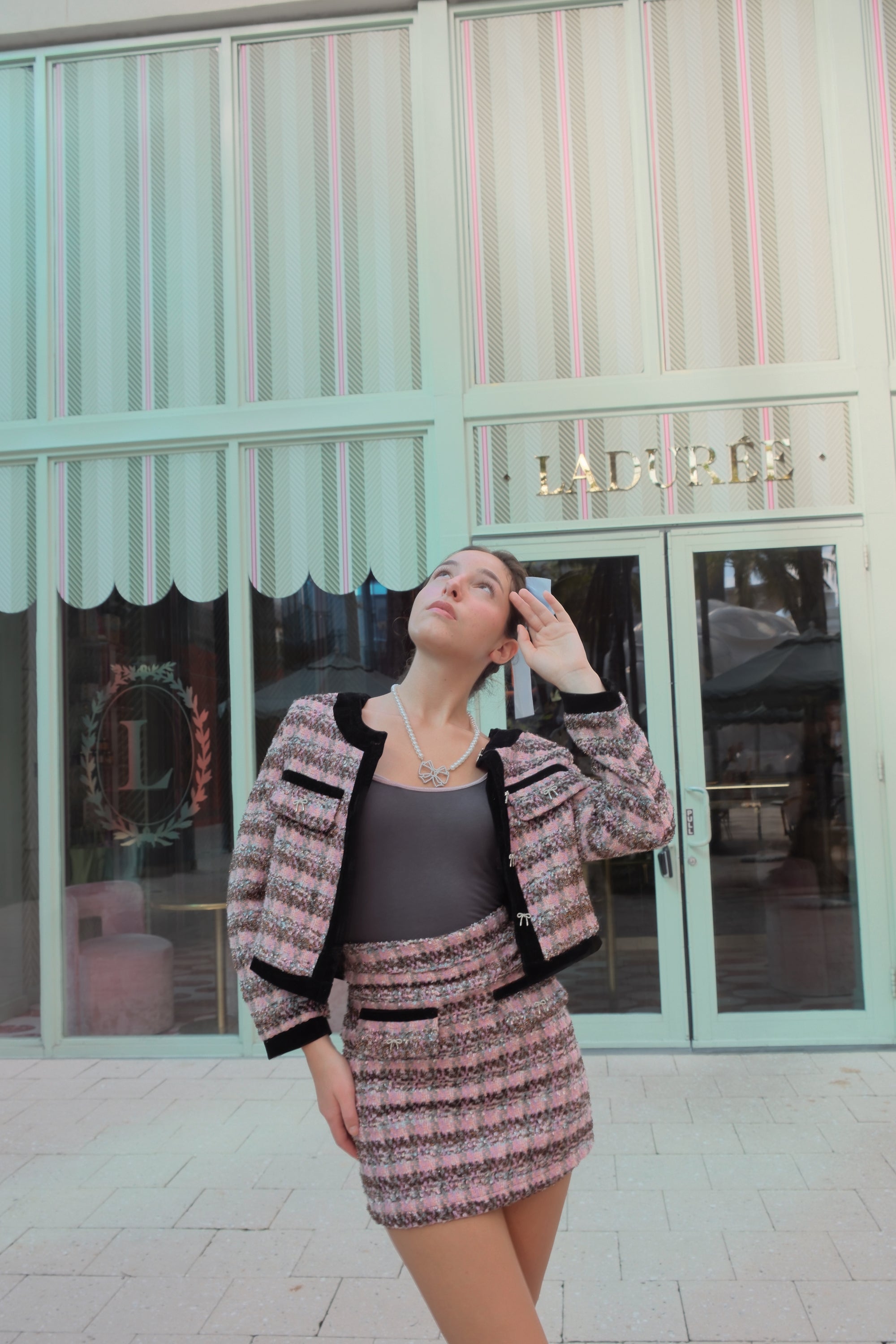 Melody set in aurora tweed