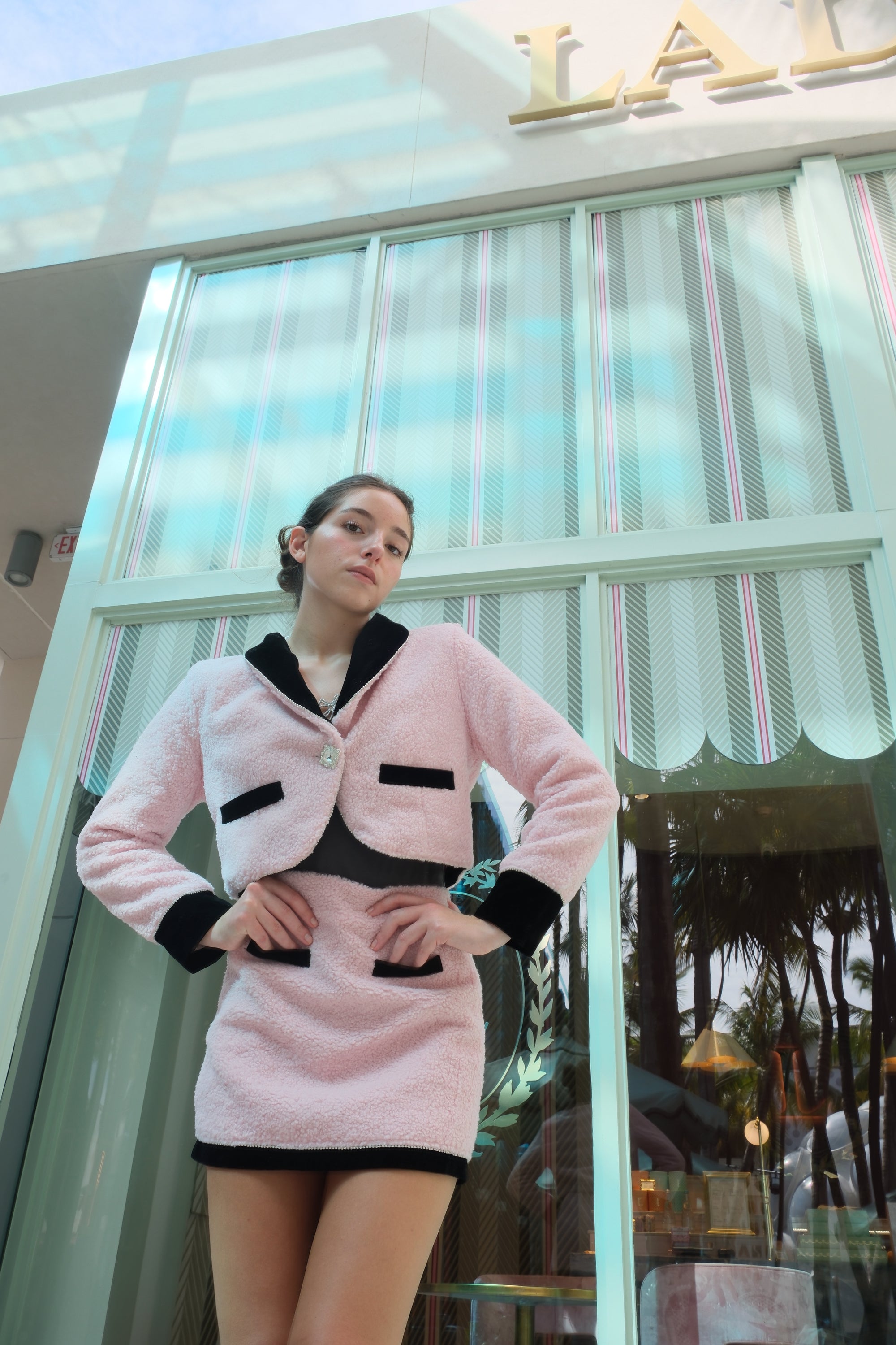 Savoy set in pink teddy