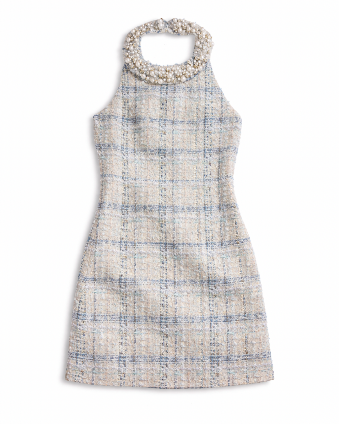 Speakeasy dress in blue sky tweed