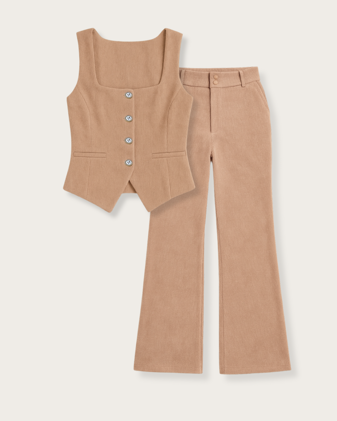 Mocha Mousse Vest Pant Set